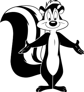 Pepé Le Pew is a character from the Warner Bros. Looney Tunes and Merrie Melodies series of cartoons, first introduced in 1945. Depicted as a French striped skunk, Pepé is constantly in search of love and appreciation. However, his offensive skunk odor and his aggressive pursuit of romance typically cause other characters to run from him. Are you familiar with this character and his cartoon?