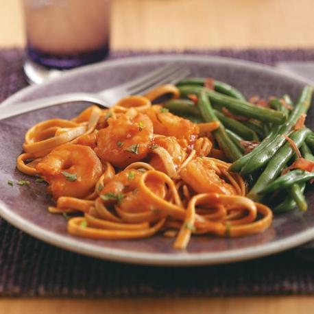 Have you tried spicy tomato shrimp fettuccine? This dish I found was published in the October/November 2010 issue of Taste of Home Healthy Cooking and I really want to try it.