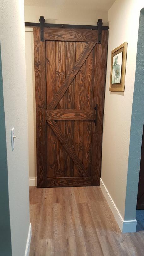 Well I finally finished my barn door. It was so easy I decided to do a second one for the master bedroom entry (first was for the master bathroom). Do you think the end results made it worthwhile to try and save some money but also be happy with the doors?