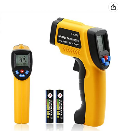 This second item has been used for many reasons not listed on the website. It is listed as a Laser Infrared Thermometer, Non-Contact Digital Temperature Gun, -58℉~ 716℉ (-50℃ ~ 380℃) I used it to find where my water line to the RV was frozen, where I needed to apply more insulation, where cold air was getting into the house in winter (many places) and the temperature of places that were difficult or impossible to reach. It could be used to detect a fever but zapping someone with a Laser is not a good idea. At under $30 was this a good deal?