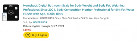 Tanita introduced the first solar bathroom scale in 1986 and ours worked reliably for 38 years. With the sky high food prices we decided to reduce (theoretically) both our food cost and our waist lines by enrolling on Weight Watchers and convinced ourselves that we needed new bathroom scales. These ones measure more than just weight and have an app for measuring individual BMI and a whole bunch of other stuff (I have ignored). The data links to my FitBit app as well. Yippee. They also tell me I weigh 5lbs more on them than I did on my old Tanita scales. I may not be more attractive but the scales are, and are excellent value for the $19 I paid. Do you agree?
