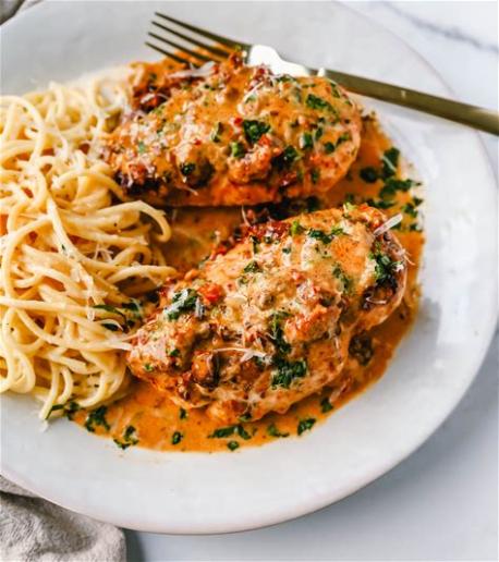 Basically it's a chicken dish with creamy, juicy and flavorful sauce (the spices can be adjusted and varied to your liking). The dish got its name from the saying 