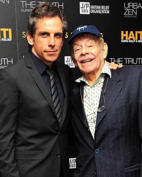 This is legendary comedian and actor Jerry Stiller with his well known son Ben Stiller. Sadly, Jerry passed away in May/2020 at the age of 92 and like his father Ben Stiller has conquered the comedic film world with epic movies like the Night at the Museum trilogy, There's Something About Mary, Dodgeball, and Zoolander. Do you enjoy the comedic talent of this father and son duo?
