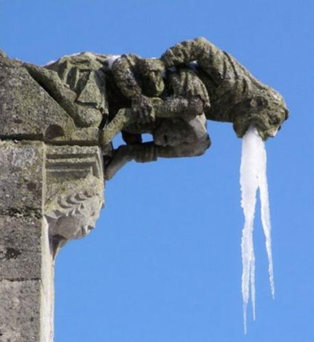 This photo of the Gargoyle proves that Old Man Winter can stop everything in motion by freezing it solidly. In another word, Winter is the season when everything is on pause until Spring arrives to give us life as we know it again. Do you like this image of the Gargoyle spitting out frozen water?