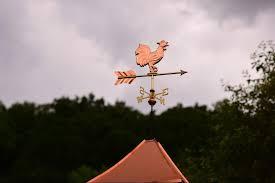 Why is a rooster such a popular weathervane design? It was popularized because of a Papal Edict in 9th Century Rome that decreed churches should have cockerels on domes or steeples. This was to serve as a reminder of Jesus's prophecy that Peter would deny Him 3 times before the rooster crowed. Had you ever thought of Peter when viewing a rooster weathervane?