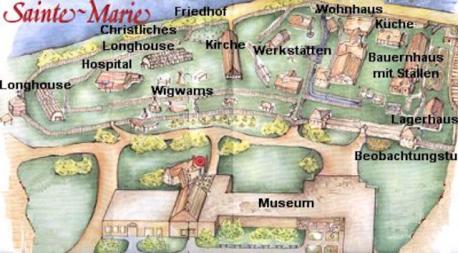Were you aware that it was built in 1639 and that the Jesuits, along with French lay workers, began construction of a fenced community that included barracks, a church, workshops, residences, and a sheltered area for Native visitors?