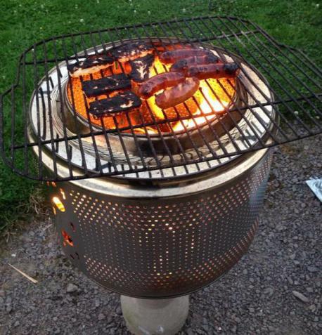Would you consider taking an old drum out of a washing machine and turn it into a fire pit for your backyard?