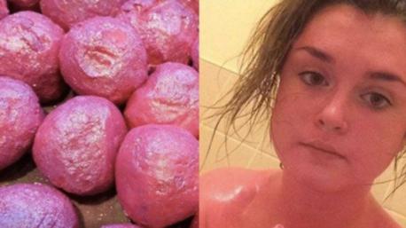 While Abi Shenton believed she was properly using a LUSH oil in the bath, she was actually dyeing her skin a very bright pink. 