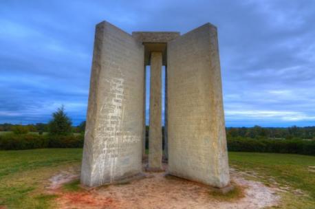 Georgia - Located seven miles north of the city of Elberton on Highway 77, these 19-foot tall granite stones proclaim a message about the conservation of mankind in a dozen different languages. No one knows who built the Georgia Guidestones, which are also known as 