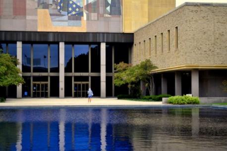 Indiana: The Theodore Hesburgh Library - The Theodore Hesburgh Library at Notre Dame features a mural commonly referred to as 