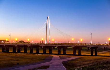 Texas: Margaret Hunt Hill Bridge - A modern masterpiece in downtown Dallas, this bridge was completed in 2011 by Spanish architect Santiago Calatrava. The structure has transformed the city's skyline: a soaring central arch reaches 400 feet (122m), with cables splaying artfully from it. Have you ever visited this bridge?