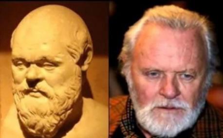 Anthony Hopkins and Socrates - Anthony Hopkins might have played some ancient Greek characters, but he resembles one classical Greek philosopher in particular, and none-other than the famous Socrates at that! He was the oldest of the three famous ancient philosophers and served as the teacher of Plato and Aristotle. Tough act to follow, wouldn't you say? True to his lookalike, Anthony Hopkins' acting career is highly respected. Do you see the resemblance?