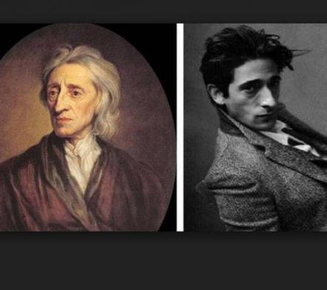 Adrien Brody and John Locke - Both Adrian Brody and his historic doppelgänger John Locke are skinny, which makes their facial expressions even more pronounced–eyes like saucers, large bags under the eyes, a distinctive nose and cheeks, untidy hair. There's a certain charm and appeal to the look! Do you see the resemblance?