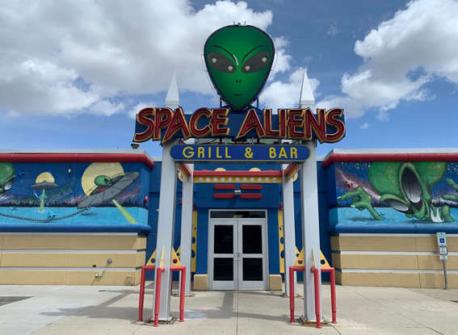 NORTH DAKOTA: Space Bar & Grill in Bismarck and Fargo - Space Bar & Grill is a popular spot for children's birthday parties, but adults enjoy it, too—especially the popular happy hour specials. This restaurant goes all out when it comes to its space theme. You'll find yourself bumping into alien sculptures left and right, and be sure to check out the 30-foot dome area where you can 