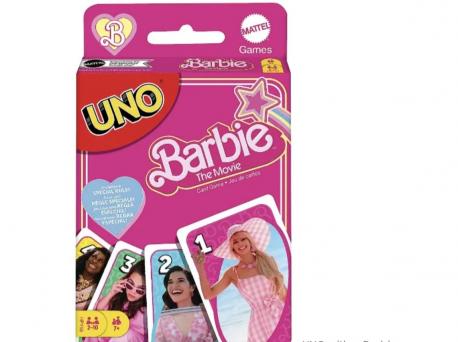 The classic UNO card game now has it's very own Barbie movie version with characters appearing on the different cards. A special