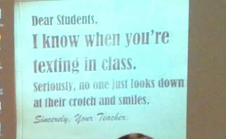 Texting in class. Do you agree with this sentiment?