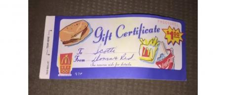 McDonalds paper gift certificates. Did you ever receive these?