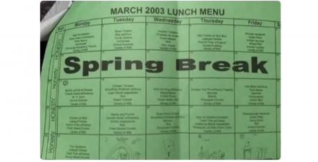 The school lunch menu. Do you remember these?