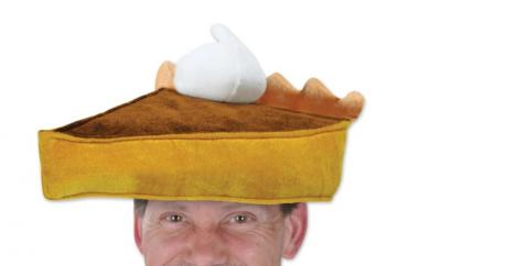 Plush Pumpkin Pie Hat with a ferrous dollop of plush whipped cream. Would you wear this hat?