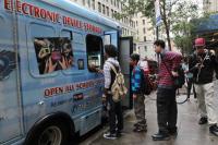 Thousands of teenagers who can't take their cellphones to school have another option, courtesy of a burgeoning industry of sorts in always-enterprising New York City: paying a dollar a day to leave it in a truck that's parked nearby. Do you think taking advantage of these kids is right?