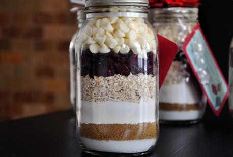 I'm always looking for creative, fairly easy, and budget-friendly gifts. With multiple <$5 gift exchanges, it's hard to find that perfect gift that doesn't look cheap. One great idea I've found is a Cookie in a Jar. You put the dry ingredients of a cookie recipe in a mason jar & then instructions for the person to add the eggs, butter, & vanilla. Does this seem like a good gift idea to you?