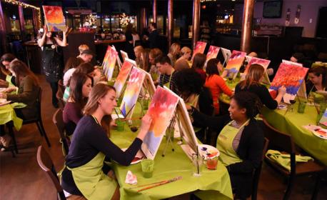 Paint Nites are events where you get together with friends to socialize & paint at the same time. There's always an instructor to talk you through the painting you each do. Though the scene you're all painting is the same, each person's turns out differently due to their own unique style. Is a Paint Nite something you might enjoy with friends?